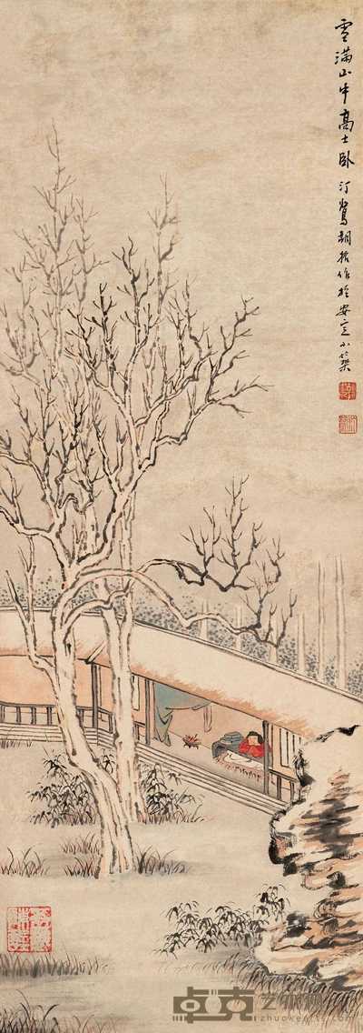 胡汀鹭 雪景 立轴 68×24cm